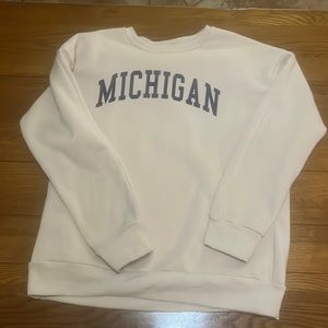tan and navy michigan sweathsirt